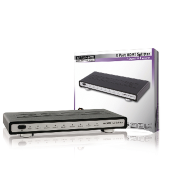 KN-HDMISPL30 Hdmi splitter hdmi-ingang - 8x hdmi-uitgang zwart