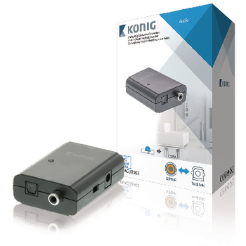 KNACO2502 Digitale audio converter 1x toslink female + 1x s/pdif (rca) female - 1x toslink female + 1x s/pdif 