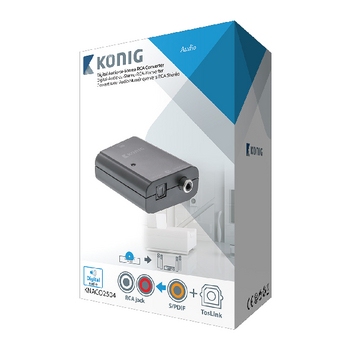 KNACO2504 Digitale audio converter 1x toslink female + 1x s/pdif (rca) female - 2x rca female donkergrijs Verpakking foto