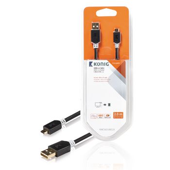 KNC60500E20 Usb 2.0 kabel usb a male - micro-b male rond 2.00 m antraciet