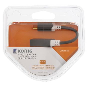 KNC61710E02 Usb 3.0 kabel usb-c male - usb a female 0.15 m antraciet Verpakking foto