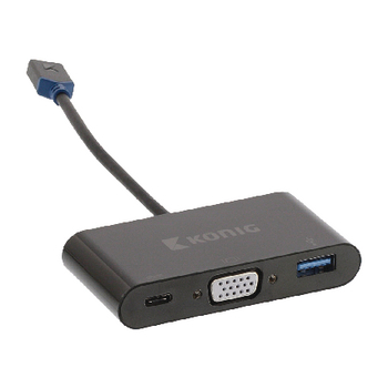 KNC64760E02 Usb 3.1 adapter usb-c male - usb a female / usb-c female / vga female 15-pins antraciet Product foto