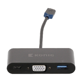 KNC64760E02 Usb 3.1 adapter usb-c male - usb a female / usb-c female / vga female 15-pins antraciet Product foto