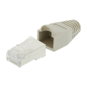 KNC89355E Connector rj45 solid utp cat6 male grijs In gebruik foto