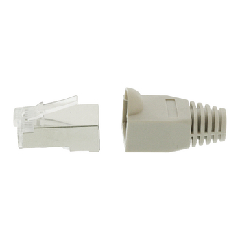 KNC89355E Connector rj45 solid utp cat6 male grijs In gebruik foto