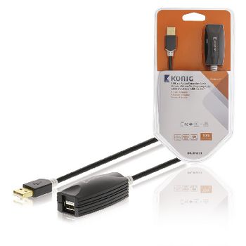 KNCRP6010 Actieve usb 2.0 verlengkabel usb a male - usb a female 10.0 m antraciet