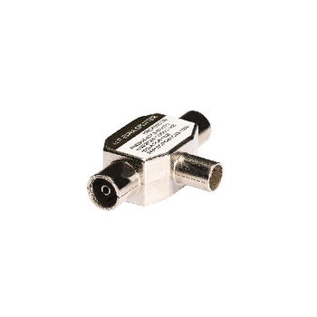 KNS40951W Coax-adapter coax male (iec) - 2x coaxconnector female (iec) wit Product foto