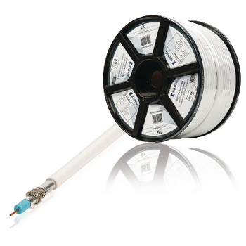 KNSR40920W100 4g/lte-proof coax kabel op haspel rond 7.0 mm 100 m wit