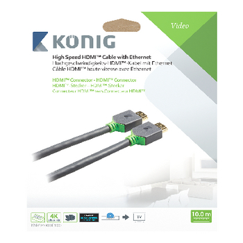 KNV34000E100 High speed hdmi kabel met ethernet hdmi-connector - hdmi-connector 10.0 m antraciet Verpakking foto