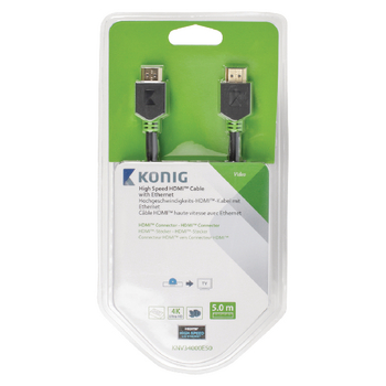 KNV34000E50 High speed hdmi kabel met ethernet hdmi-connector - hdmi-connector 5.00 m antraciet Verpakking foto