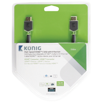 KNV34000E75 High speed hdmi kabel met ethernet hdmi-connector - hdmi-connector 7.50 m antraciet Verpakking foto