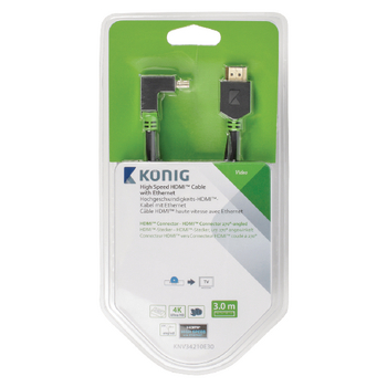 KNV34210E30 High speed hdmi kabel met ethernet hdmi-connector - hdmi-connector haaks 270° 3.00 m antraciet Verpakking foto