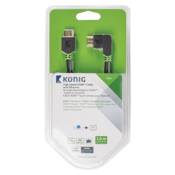 KNV34250E30 High speed hdmi kabel met ethernet hdmi-connector - hdmi-connector haaks links 3.00 m antraciet Verpakking foto