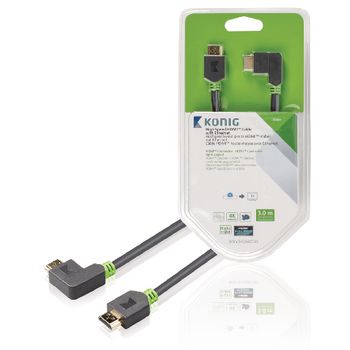 KNV34260E30 High speed hdmi kabel met ethernet hdmi-connector - hdmi-connector haaks rechts 3.00 m antraciet