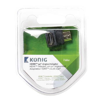 KNV34901E High speed hdmi met ethernet adapter 90° haaks hdmi-connector - hdmi female antraciet Verpakking foto