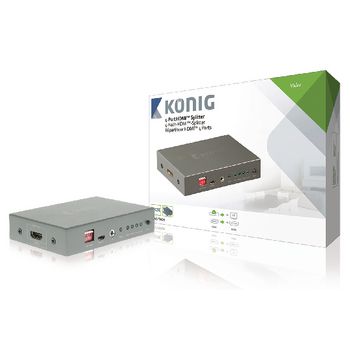 KNVSP3404 4-poorts hdmi-splitter donkergrijs