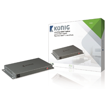 KNVSP3428 2 x 8-poorts hdmi-splitter donkergrijs