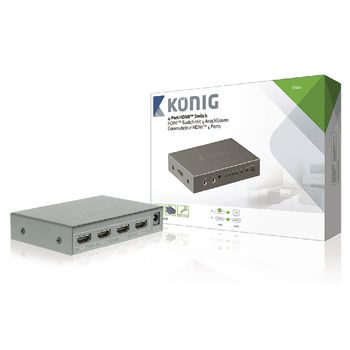 KNVSW3414 4-poorts hdmi schakelaar donkergrijs