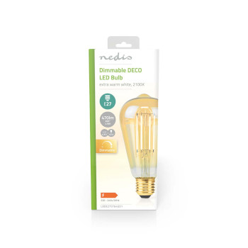 LBDE27ST64GD1 Led-filamentlamp e27 | st64 | 4.9 w | 470 lm | 2100 k | dimbaar | extra warm wit | retrostijl | 1 st  foto