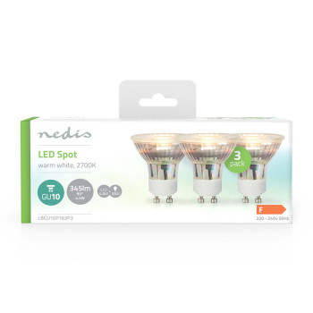 LBGU10P163P3 Led-lamp gu10 | spot | 4.5 w | 345 lm | 2700 k | warm wit | retrostijl | 3 stuks  foto