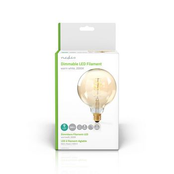 LEDBTFE27G125 Led-filamentlamp e27 | g125 | 5 w | 260 lm | 2000 k | warm wit | retrostijl | aantal lampen in verpa Verpakking foto