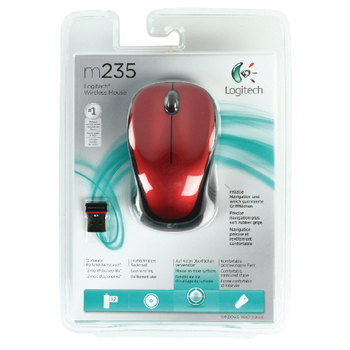 LGT-M235R Draadloze muis bureaumodel 3 knoppen rood Verpakking foto