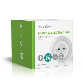 LNLGSOCK01 Nachtlampje met stekker | dag / nacht-sensor | 3680 w | 10 lm | blauw / groen / wit Verpakking foto