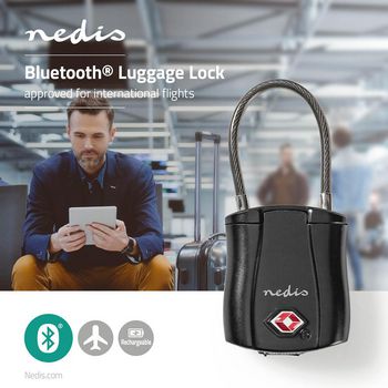 LOCKBTL10BK Bluetooth® hangslot | bluetooth® | oplaadbaar | batterij gevoed | kunststof gecoat + draad Product foto
