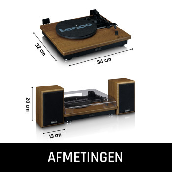 LS-100WD Platenspeler met bluetooth-ontvangst en twee houten speakers Product foto