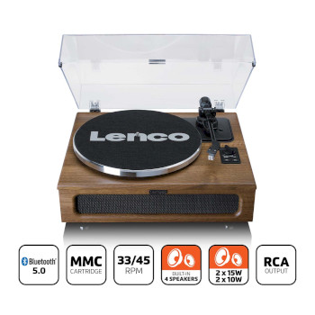 LS-410WA Platenspeler met 4 ingebouwde luidsprekers en bluetooth-ontvangst wood Product foto