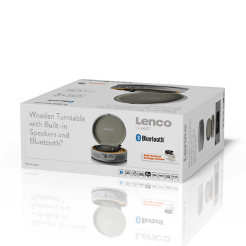 LS-66GY Houten retro platenspeler met ingebouwde speakers, bluetooth® en at3600l cassette grijs Product foto