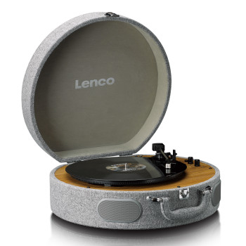 LS-66GY Houten retro platenspeler met ingebouwde speakers, bluetooth® en at3600l cassette grijs Product foto