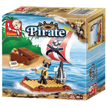 M38-B0277 Bouwstenen pirate serie piratenvlot Verpakking foto