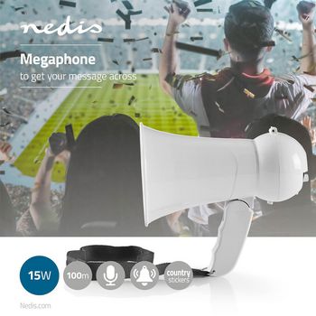 MEPH100WT Megafoon | maximaal bereik: 100 m | maximale volumebediening: 100 db | ingebouwde microfoon | ingebo Product foto