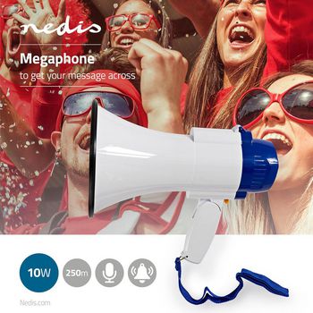 MEPH150WT Megafoon | maximaal bereik: 250 m | maximale volume: 115 db | ingebouwde microfoon | ingebouwde sire Product foto