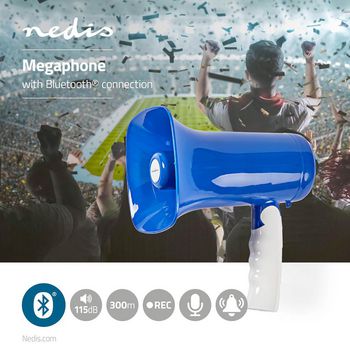 MEPH160BU Megafoon | maximaal bereik: 300 m | maximale volumebediening: 115 db | ingebouwde microfoon | ingebo Product foto