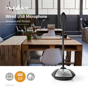 MICDU100BK Microfoon | gebruikt voor: desktop / notebook | bedraad | usb-a male | aan/uit knop | koptelefoonout Product foto