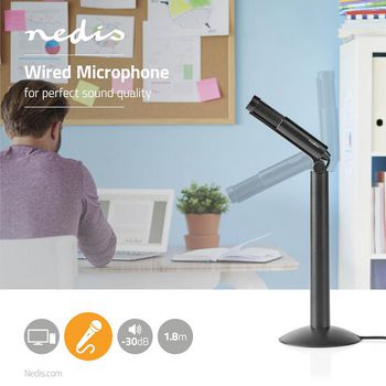 MICSJ100BK Microfoon | gebruikt voor: desktop / notebook / smartphone / tablet | bedraad | 1x 3,5 mm Product foto