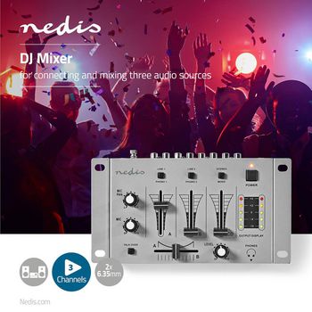 MIXD050GY Dj-mixer | 3 kanalen | crossfader | talkover-functie | aluminium | zilver / zwart Verpakking foto