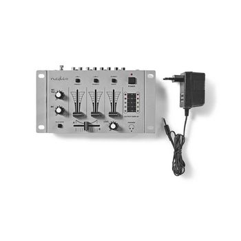 MIXD050GY Dj-mixer | 3 kanalen | crossfader | talkover-functie | aluminium | zilver / zwart Inhoud verpakking foto