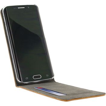 MOB-21987 Smartphone premium magnet flip case samsung galaxy s6 edge+ bruin In gebruik foto