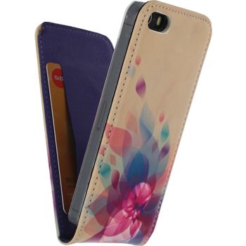MOB-22007 Smartphone premium magnet flip case apple iphone 5 / 5s / se bloemen Product foto