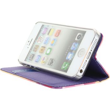 MOB-22008 Smartphone premium magnet book case apple iphone 5 / 5s / se bloemen In gebruik foto
