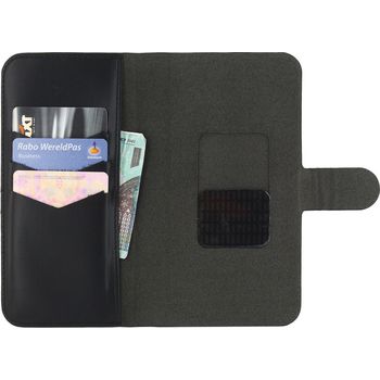 MOB-22141 Smartphone universal wallet book case s zwart In gebruik foto