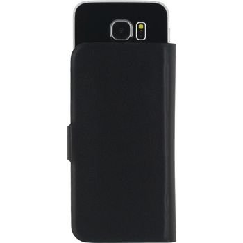 MOB-22142 Smartphone universal wallet book case m zwart In gebruik foto
