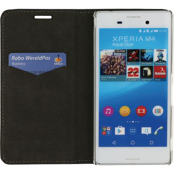 MOB-22431 Smartphone premium magnet book case sony xperia m4 aqua zwart Product foto