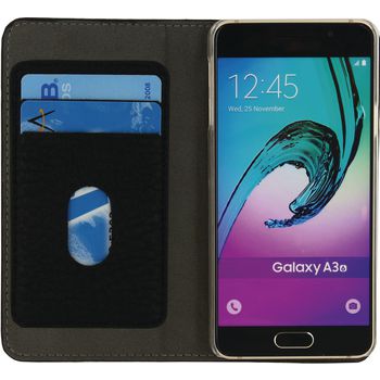 MOB-22607 Smartphone detachable wallet book case samsung galaxy a3 2016 zwart In gebruik foto