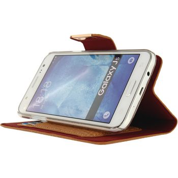 MOB-22611 Smartphone detachable wallet book case samsung galaxy j5 bruin In gebruik foto
