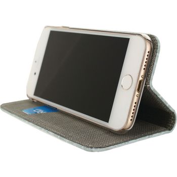MOB-22773 Smartphone premium book case apple iphone 7 / apple iphone 8 blauw In gebruik foto