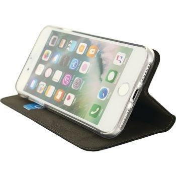 MOB-22954 Smartphone gelly wallet book case apple iphone 7 / apple iphone 8 zwart In gebruik foto
